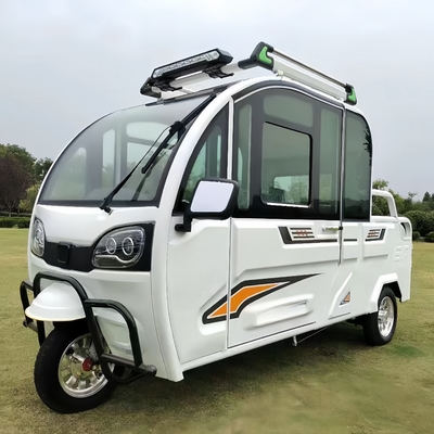Electric three-wheel pickup truck household cargo fully enclosed with shed to pick up children elderly adults double-row